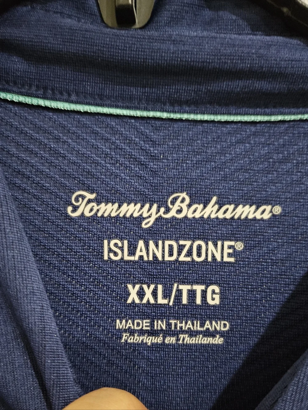 Tommy Bahama IslandZone Polo Shirt Men XXL Blue Performance Short Sleeve Golf.
